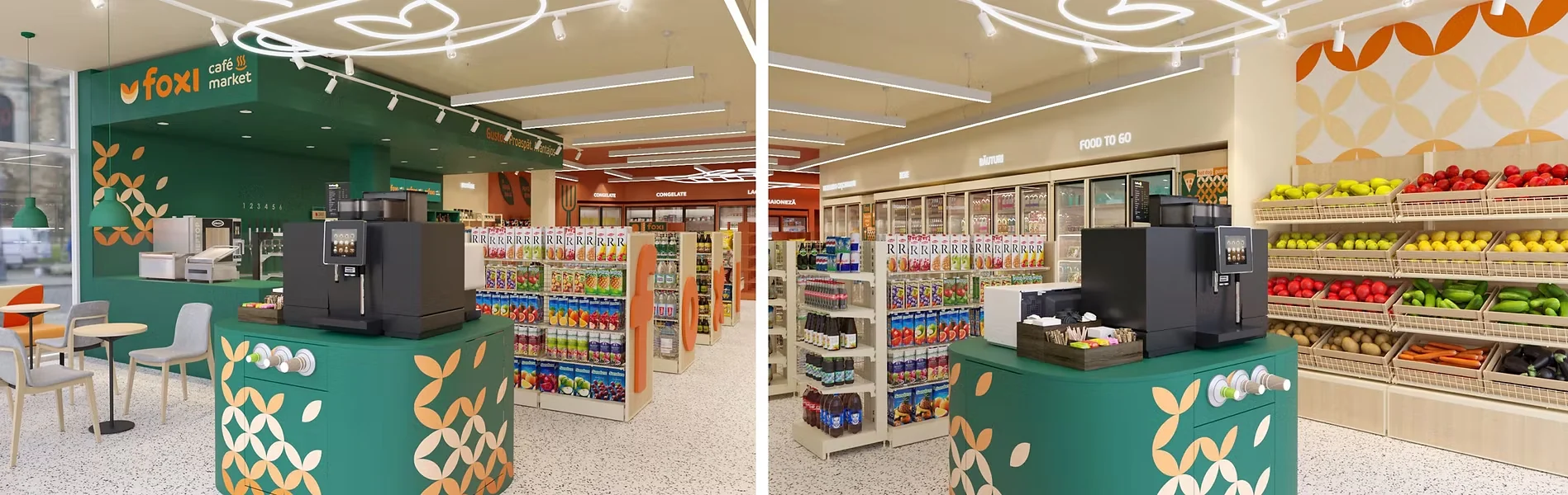 Foxi supermarket — koncept dizajna prodajnog prostora